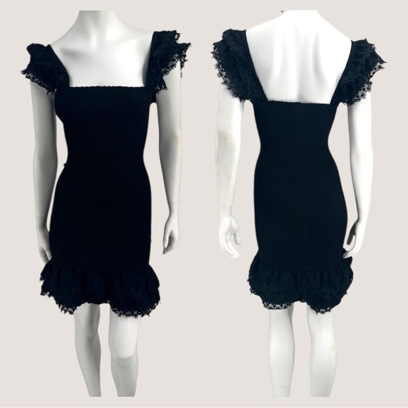 PEIXOTO Belle Crochet Ruched Smocked Lace Flutter Sleeve BodyCon Mini Dress NEW - Picture 10 of 14